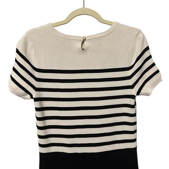 Talbots Black and White Striped Short Sleeve A-Line Career Dress MP - Picture 4 of 6
